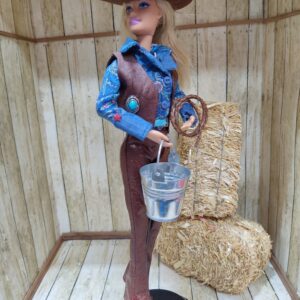 Western/Rodeo Barbie with rope and bucket with pre-owned doll and outfit shown